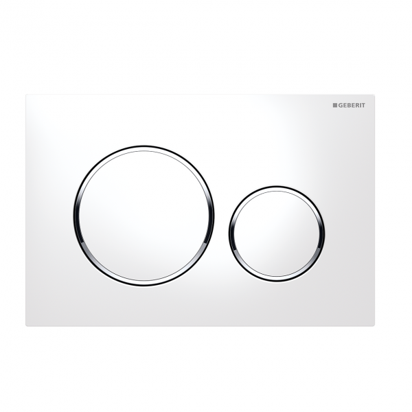 Sigma20 Flush Button- White/Matt Chrome Trim
