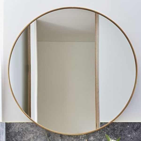 Raw Brass Framed Round Mirror